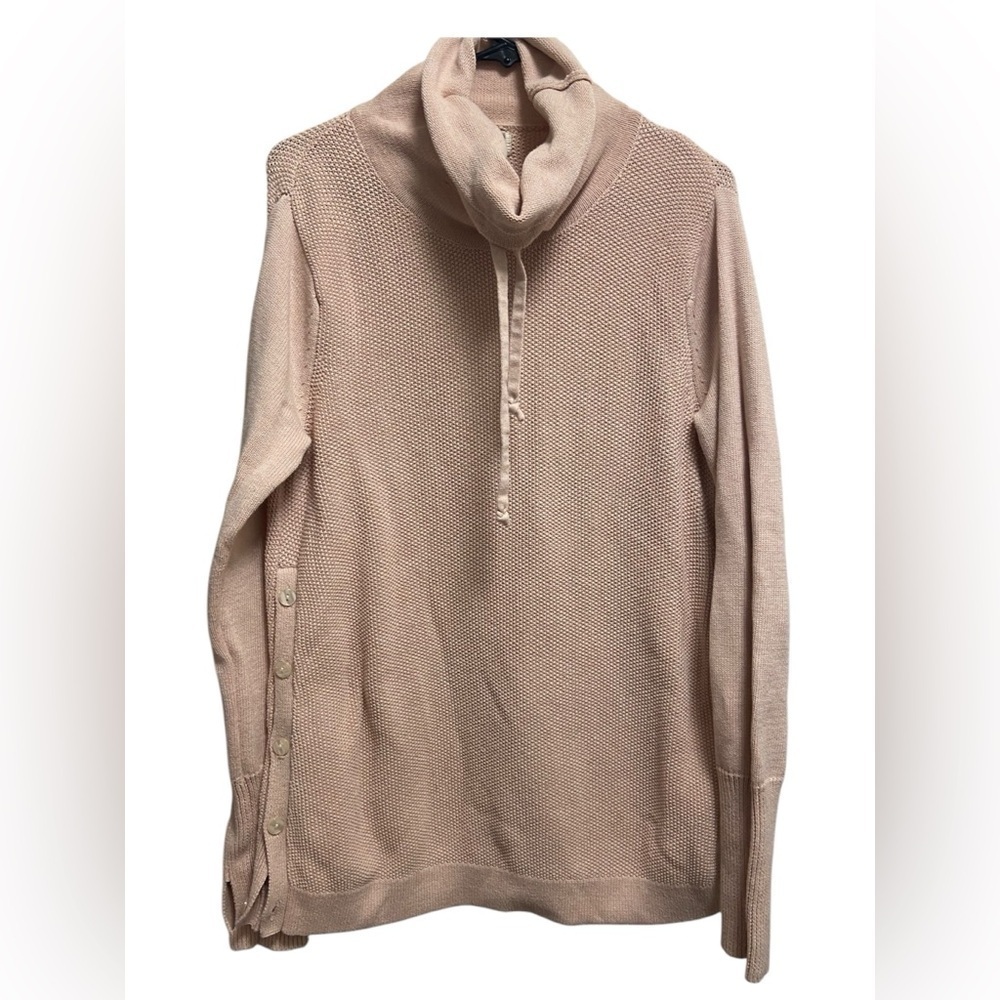 Sigrid Olsen Large  pale pink pullover w thumb holes cowlneck women’s $220